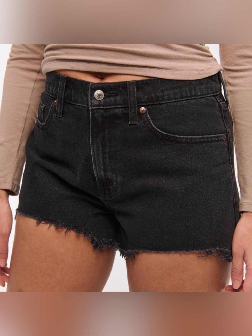 Abercrombie & Fitch The Mom Short Black Denim Size 6